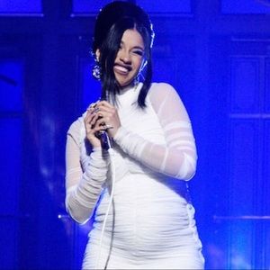 Cardi B Fashion Nova White Ruched Dress - Size MED